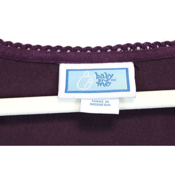 Baby & Me Maternity Faux Suede Peplum Blouse Women Large Soft Long Sleeve Purple - Picture 6 of 8